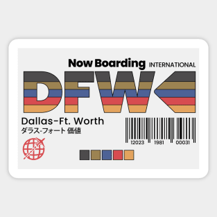 Vintage Dallas Fort Worth DFW Airport Label Retro Travel Texas Sticker